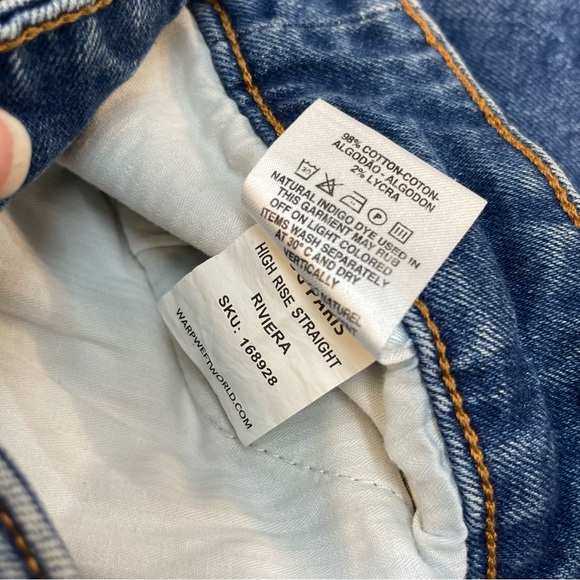 Warp + Weft High Rise Straight Riviera CDG Paris Blue Denim Jeans Plus Size 20 - Picture 10 of 10
